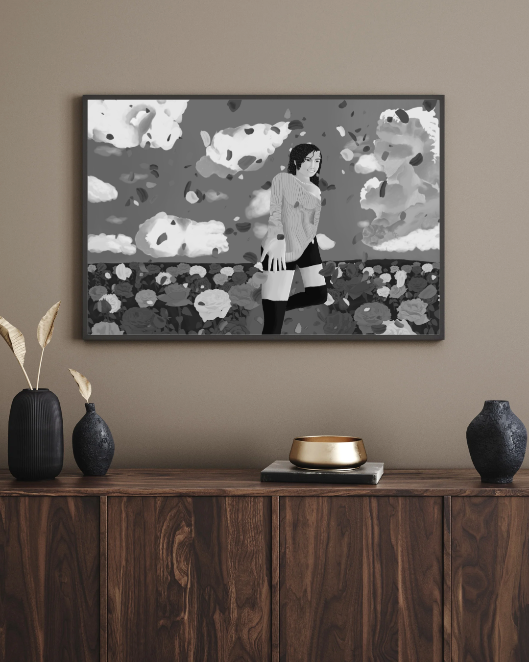 Rose gray matte poster